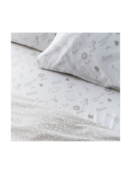 Kentia Semi Double Cotton Sheet Set Canopy White-Greige 190x270cm 3pcs