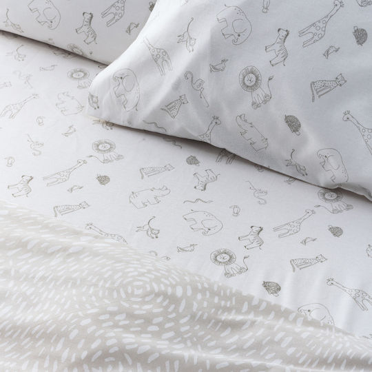 Kentia Semi Double Cotton Sheet Set Canopy White-Greige 190x270cm 3pcs