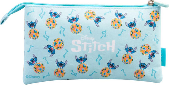 Penar Disney Stitch Collection Waves Cu 3 Compartimente Cu Fermoar Albastru Deschis
