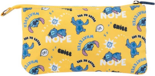 Disney 3-compartment Pencil Case Tropical Stitch In Durable Polyester Turquoise