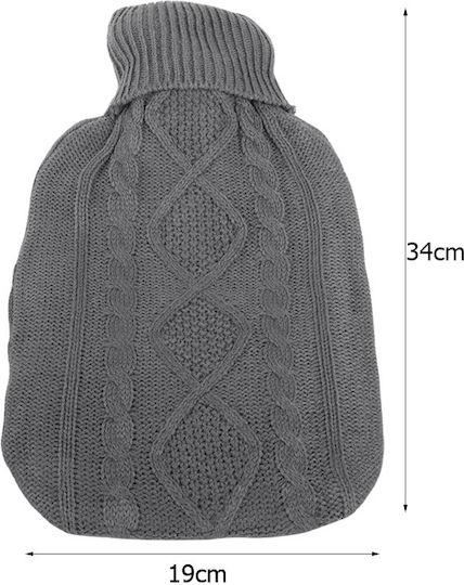 Hot Water Bottle in Gray with Cover for the Wrist 34x19cm 2000ml