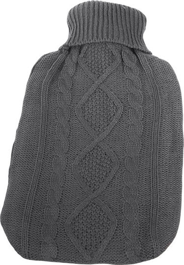 Hot Water Bottle in Gray with Cover for the Wrist 34x19cm 2000ml