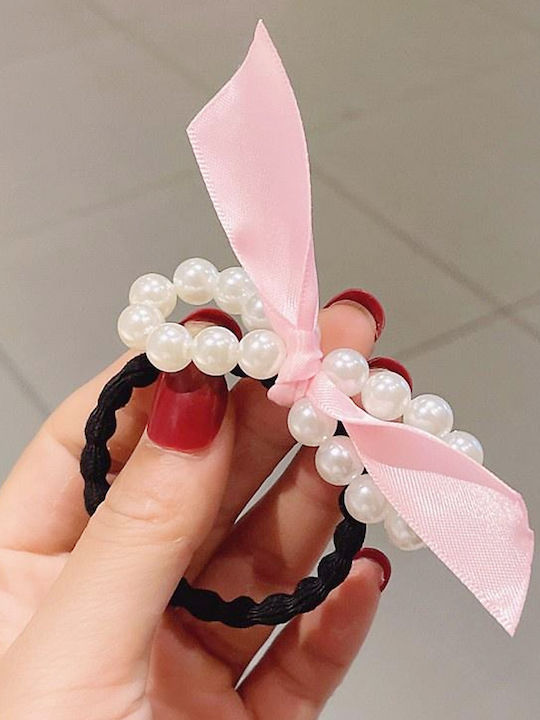 Elastic Trend Hair Bow In Satin Pearl Subtil Pink