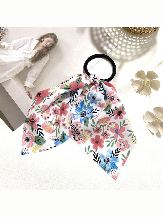 Elastic Scarf Tropical Pink Flowery Veil Tape Hair