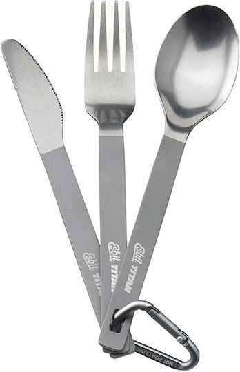 Esbit 3-piece Titanium Cutlery Set Carabiner Pocket Titanium