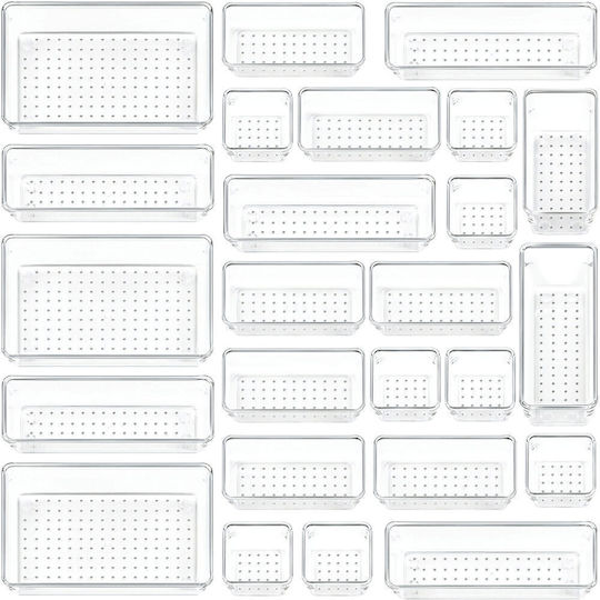 Set 25 Organizers 4 Different Sizes 7.5 15 23 X 7.5/15 X 5 Cm Plastic Transparent