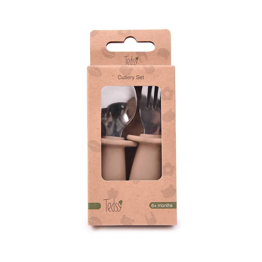 Amek Toys Set Von Baby Besteck aus Silikon Für 6+ Monate Grau 2Stücke