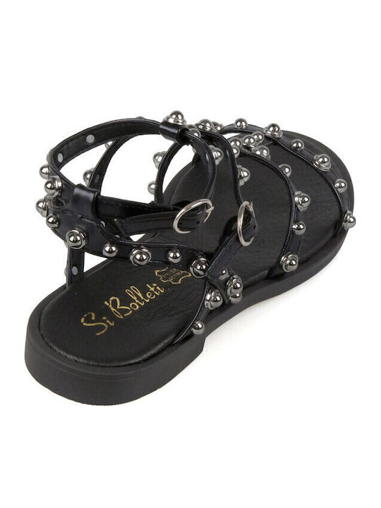 Leather Women's Gladiator Black Sandals