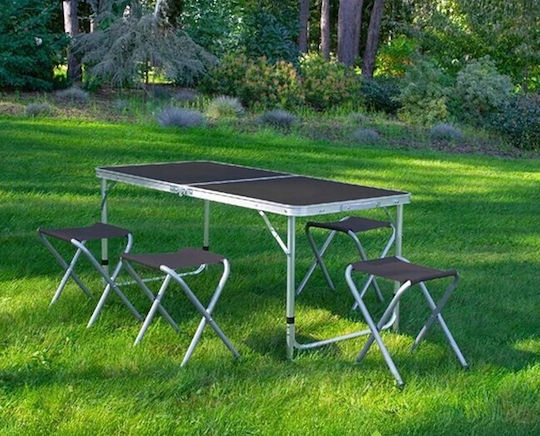 Set Masă Din Aluminiu Pentru Mobilier De Camping Pliabil În Caz În Care 120x60x55cm Negru