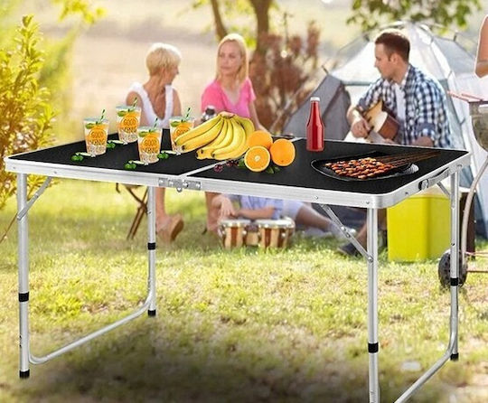 Set Masă Din Aluminiu Pentru Mobilier De Camping Pliabil În Caz În Care 120x60x55cm Negru