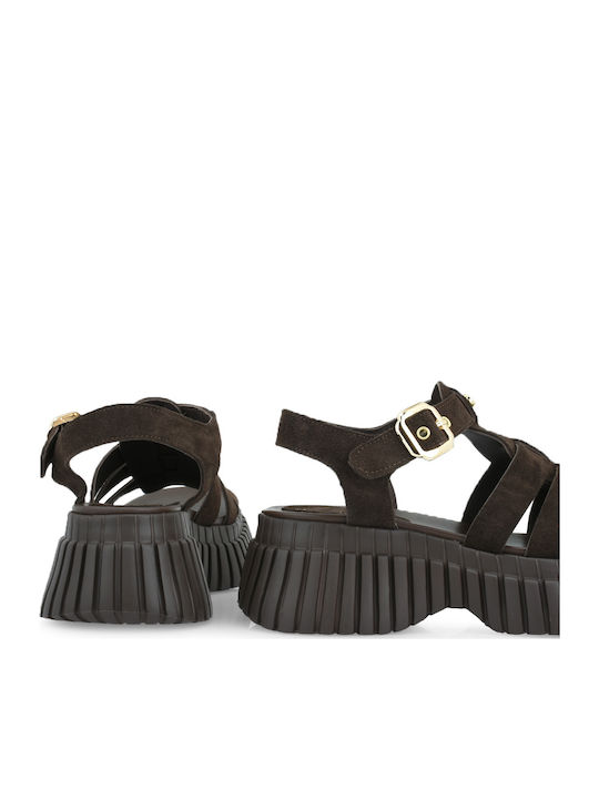 Sandale Casual Damă Flatforme Maro