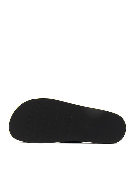 Δερμάτινα Γυναικεία Σανδάλια Flatforms Μαύρα