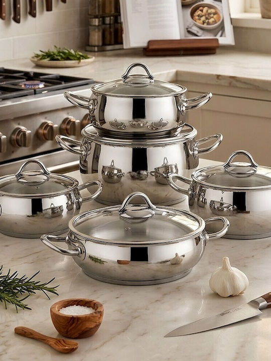 SteweHome Kochgeschirr-Set 10 Teile Silber 24cm