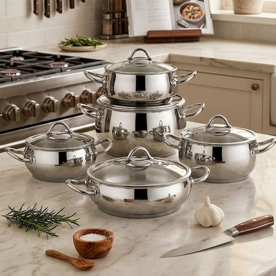 Set De Vase De Gătit 10 Piese Argintiu 24cm