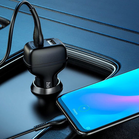 Hoco Z36 Leader Auto-Ladegerät 12W 2.4A mit Anschlüssen: 2xUSB Schwarz Farbe