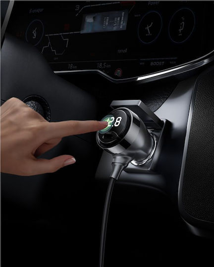 Mobile Origin Car Charger 75W 3A Fast Charging with Ports: 1xUSB 2xType-C with Cable Type-C Black Color