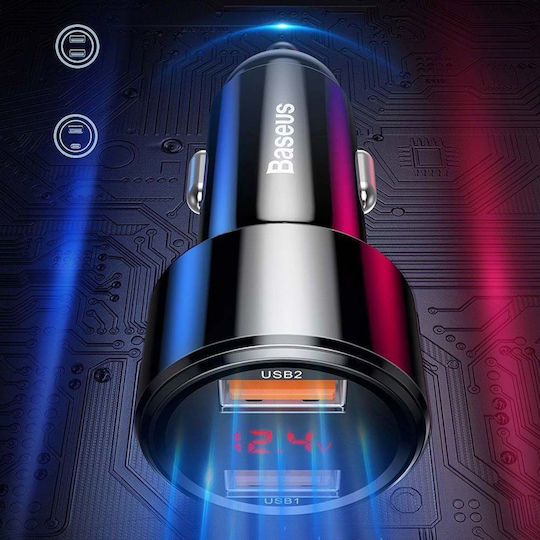 Baseus Φορτιστής Αυτοκινήτου Magic Car Charger QC 4.0 PD 45W με Θύρες: 1xUSB 1xType-C Πολύχρωμος