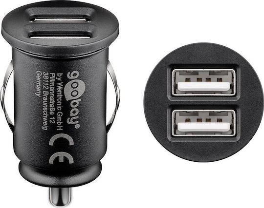 Goobay Φορτιστής Αυτοκινήτου με Θύρες: 2xUSB Μαύρο Χρώμα