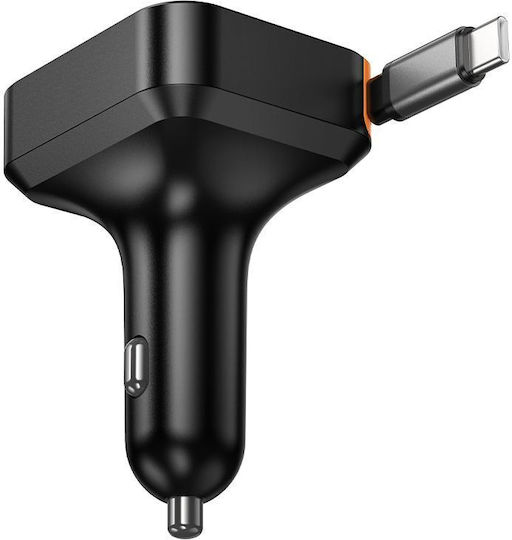 Hoco NZ18 Guardian Автомобилен Зарядно Устройство 65W 3A с Портове 1xUSB-A 1xType-C с Type-C Кабел Черен Цвят