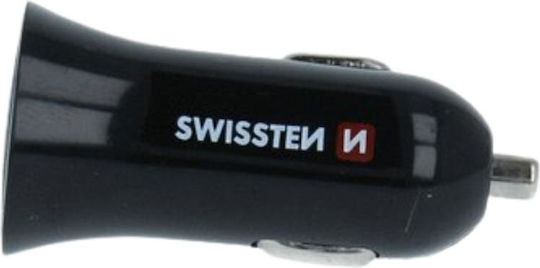 Swissten Încărcător Auto 12W 2.4A cu Porturi: 2xUSB împreună cu Cablu Type-C Negru Culoare