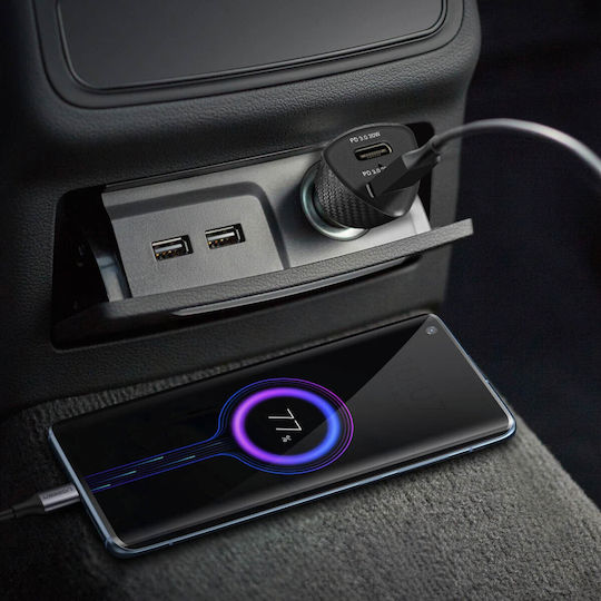 Forcell Автомобилен Заряден Устройство 40W Бързо Зареждане с 2x USB-C Порта Черен Цвят
