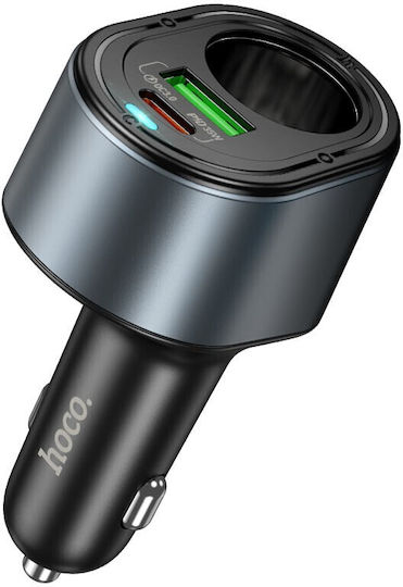 Hoco Зарядно за кола 35W 3Спецификация Бързо Зареждане с Портове: 1xUSB 2xType-C Черен Цвят