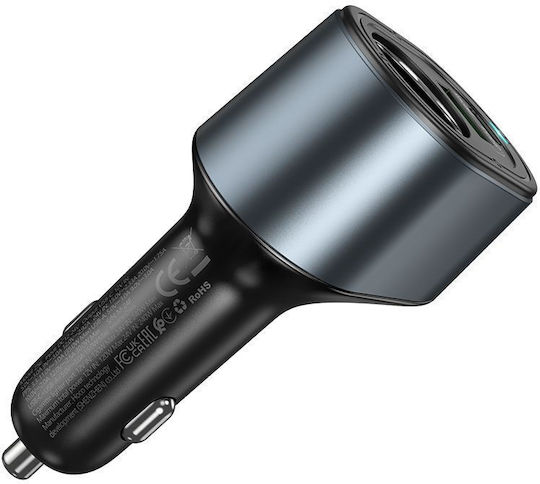 Hoco Зарядно за кола 35W 3Спецификация Бързо Зареждане с Портове: 1xUSB 2xType-C Черен Цвят