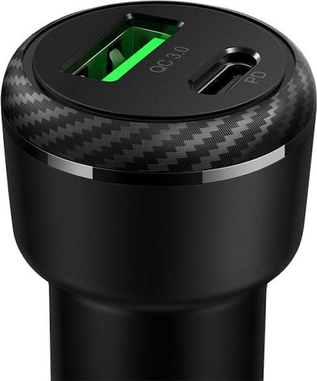 Mcdodo Mcdodo Handy-Autoladegerät 38W mit Anschlüssen: 1xUSB 1xType-C Schwarz Farbe