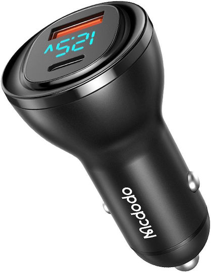 Mcdodo Mcdodo Handy-Autoladegerät 95W 5A mit Anschlüssen: 1xUSB 1xType-C Schwarz Farbe