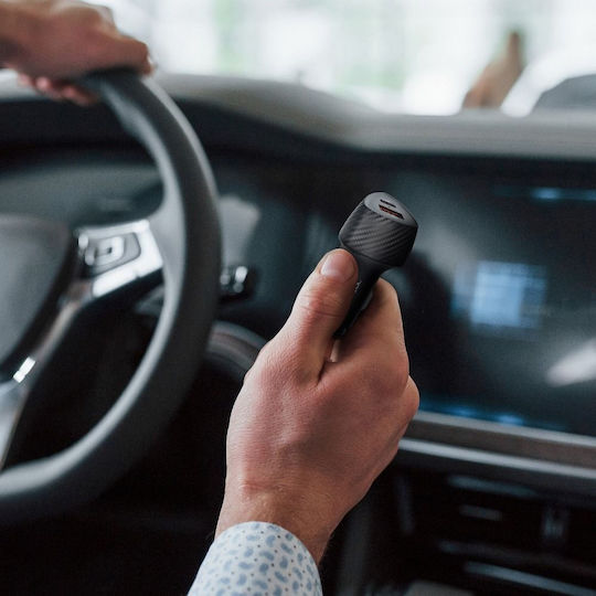 Forcell CC50-1A1C Auto-Ladegerät 18W 5A Schnellladen mit Anschlüssen: 1xUSB 1xType-C Schwarz Farbe