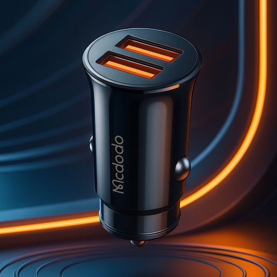 Mcdodo Car Charger 12W 2A with Ports: 2xUSB Black Color