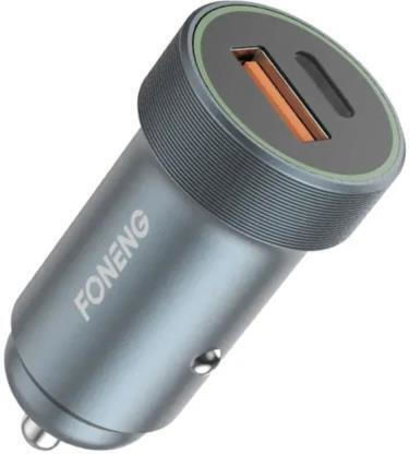 Foneng Auto-Ladegerät 18W 3A Schnellladen mit Anschlüssen: 1xUSB 1xType-C Schwarz Farbe