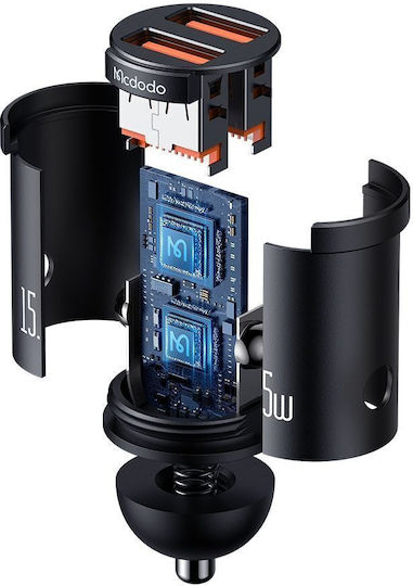 Mcdodo Cc-2950 Car Charger 15.5W 1A with Ports: 2xUSB Black Color