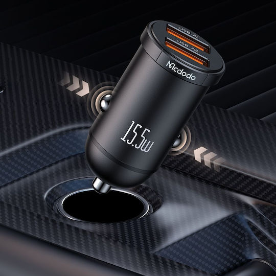 Mcdodo Cc-2950 Car Charger 15.5W 1A with Ports: 2xUSB Black Color