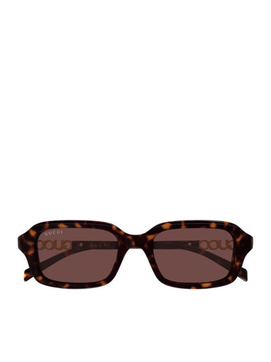 Gucci Damen Sonnenbrille mit Braun Schildkröte Gestell und Lila Linse GG2152S 002