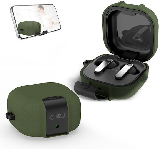Tech-Protect Slim Kunststoffhülle Mit Haken In Grün Für Galaxy Buds4 / 4 Pro