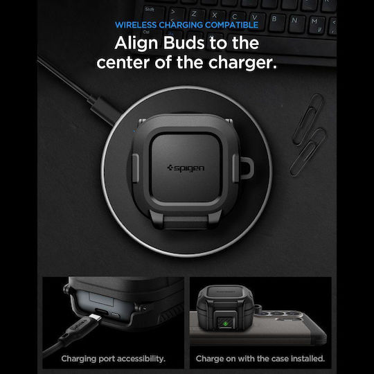 Spigen Plastic / Silicone Case with Hook in Black for Samsung Galaxy Buds 4 / 4 Pro