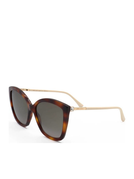 Jimmy Choo Women's Sunglasses with Brown Tartaruga Horn-Rimmed Frame and Gradient Lens NAT/S 086/HA