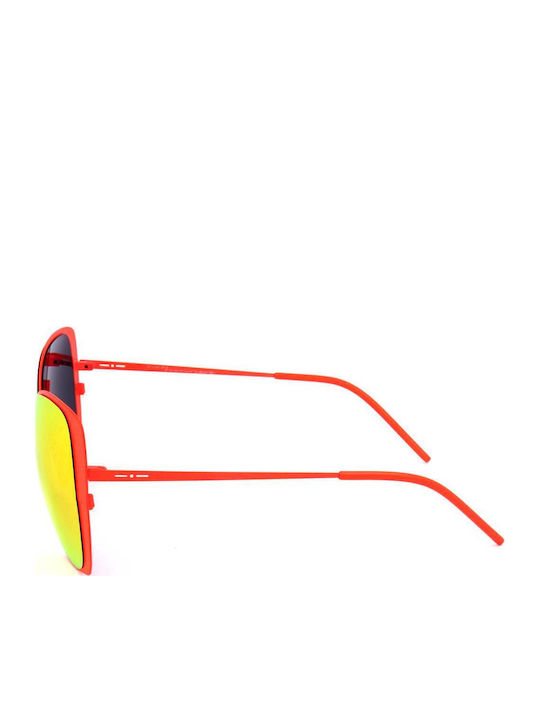 Italia Independent Women's Sunglasses with Red Metal Frame and Yellow Lens 0204.055.000