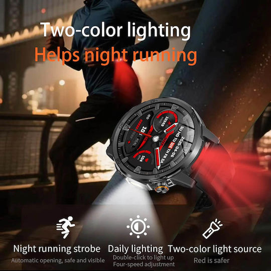 Microwear AK95 Smartwatch mit Herzfrequenzsensor (Schwarz Stahl)
