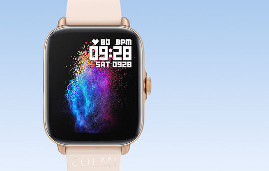 Colmi P28 Plus Aluminium Smartwatch με Παλμογράφο (Χρυσό)