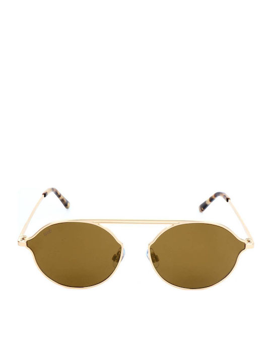 Web Unisex Sunglasses with Gold Metal Frame and Brown Lens WE0198 32G