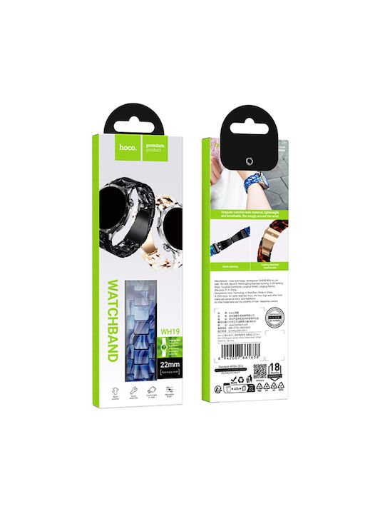 Hoco Wh19 Elegante Serie Tragbare Bänder Kunststoff Edelstahl Kompatibles Gerät Samsung Huawei Xiaomi Vivo Oppo Bandbreite 22mm Universell Blau