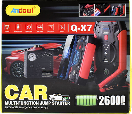 Andowl Battery Starter Qx7 Tragbar Auto-Starthilfe 26000mAh mit Power Bank,Powerbank / USB 12V