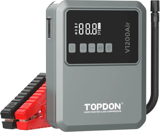 Topdon V1200Air Portable Car Battery Starter 10000mAh with Power Bank / Pump / USB / Flashlight 12V