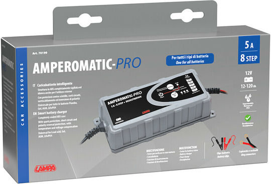 Lampa Amperomatic Pro Încărcător Baterie Auto și Motocicletă 12V