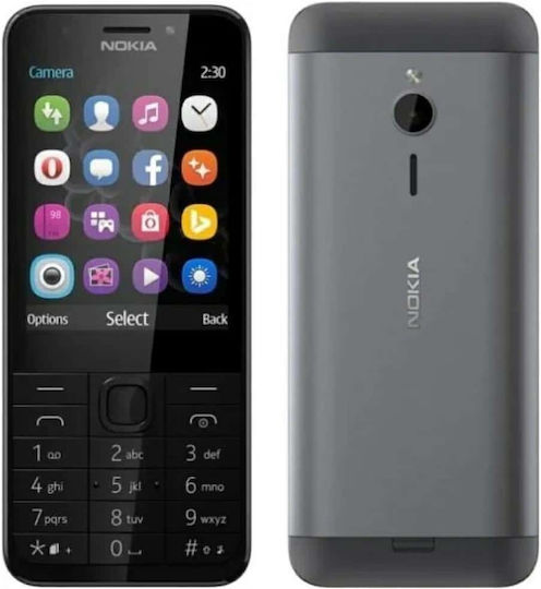 Nokia 230 Dual SIM Κινητό με Κουμπιά (EU) Dark Silver