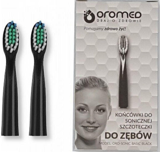 Oromed Basic Elektrische Zahnbürstenköpfe für elektrische Zahnbürste Black 2Stück