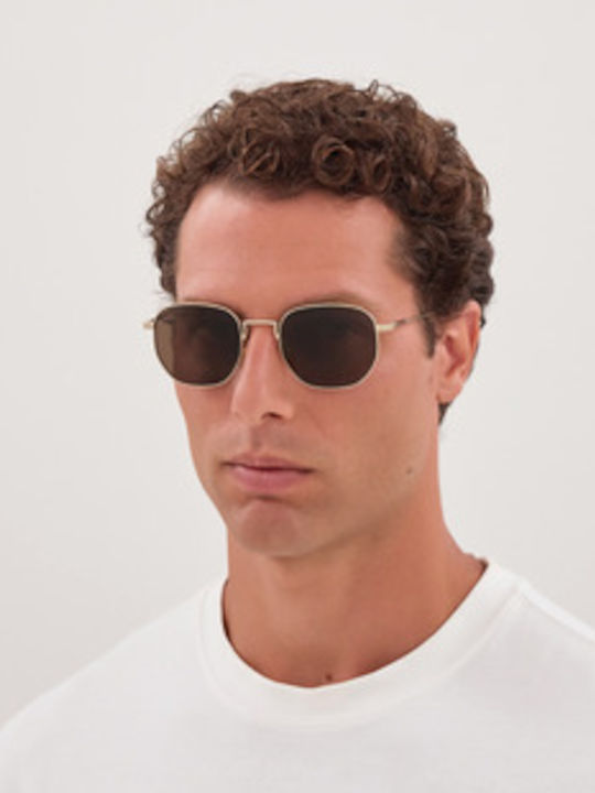 Gucci Unisex Sunglasses with Gold Metallic Frame and Gold Lens GG2095S 004