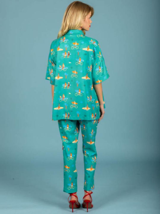 Women's Fabric Trousers Green